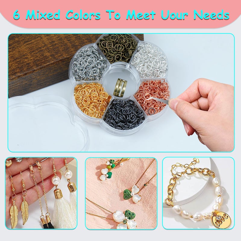 YAKA 12000Pcs 3mm1Box 6 Colors Open Jump Ring,Ring Jewelry Keychain for Jewelry Making Accessories,1Pcc Jump Ring Open/Close Tool and 1Pcs Clear Box (0.11"/3mm) - Image 5